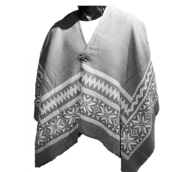 Main Image Poncho, Star pattern, grey
