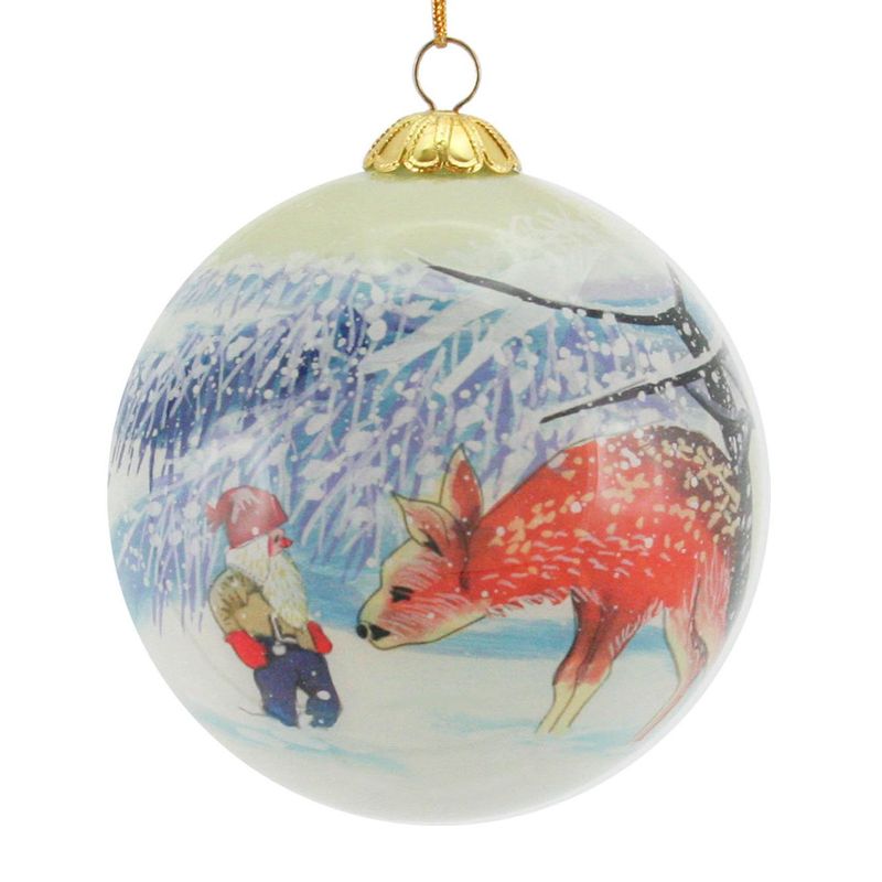 Glass bauble, Santa with deer