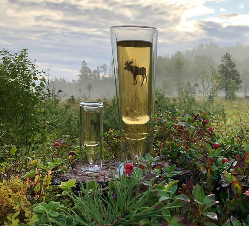 Silver Moose Glass, set of two 