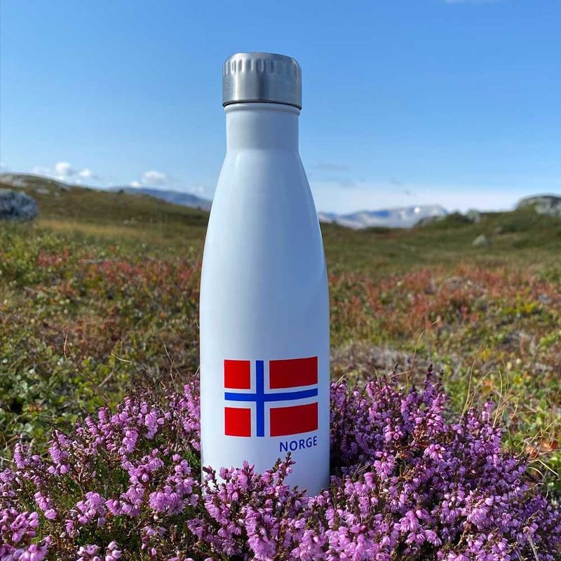 Vacuum flask with Norwegian flag