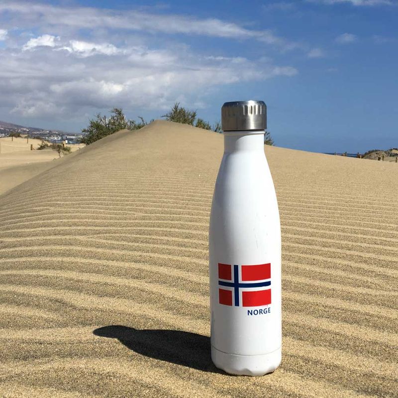 Vacuum flask with Norwegian flag