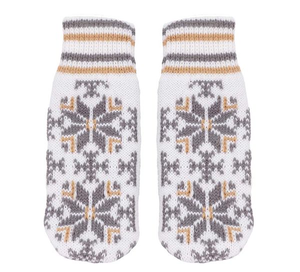 Main Image Knitted mittens star pattern, white/grey/beig
