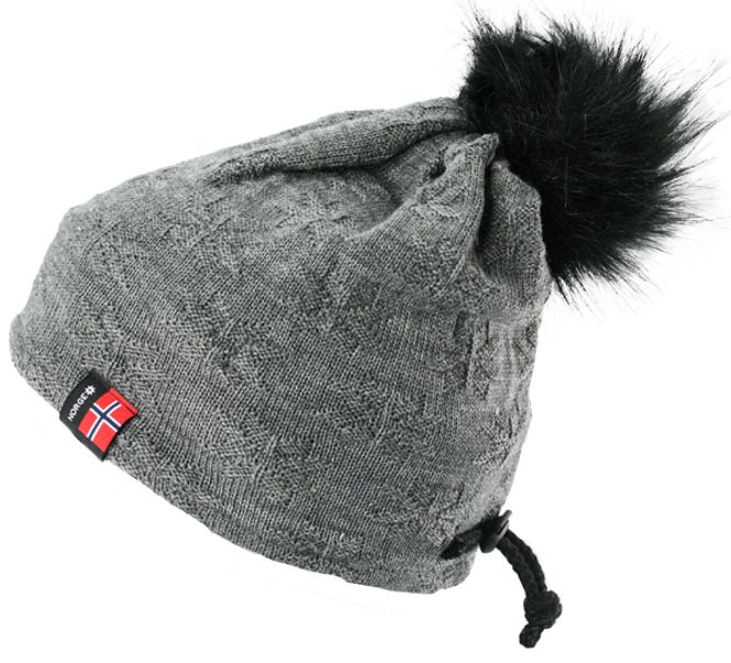 Main Image Knitted hat with purl stitch rose grey, black  ...
