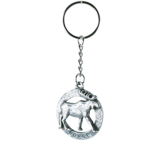 Main Image Key Chain, Elk, 'Norge' Tinn-Per