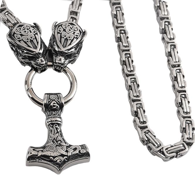 Main Image Viking necklace, Thor's hammer with Fenris ...