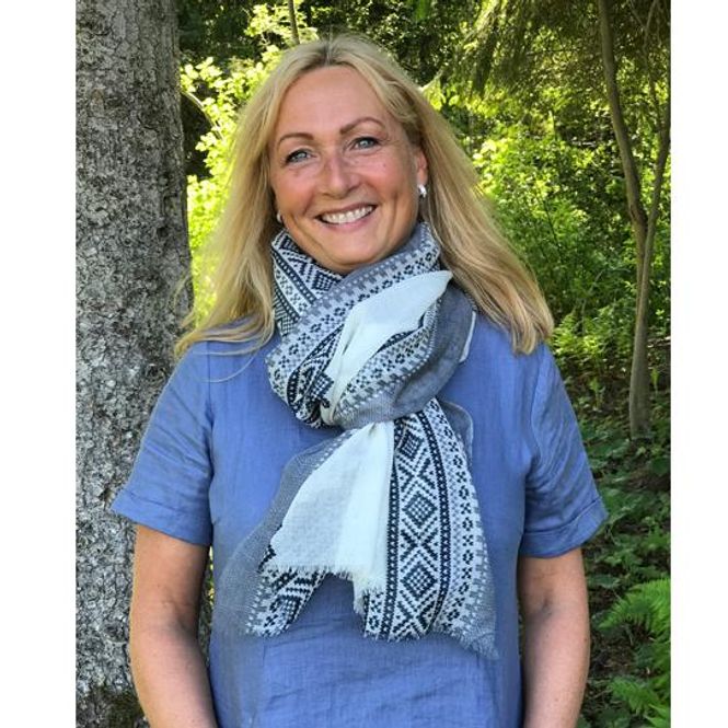 Main Image Wool scarf, MARIUS® pattern, white/blue/grey