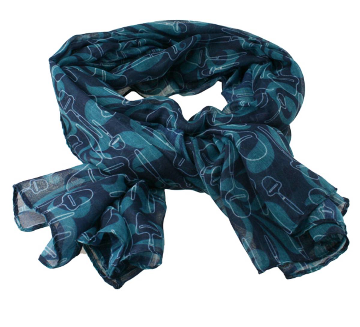 Scarf with cheese slicer design petrol/dark blue/white
