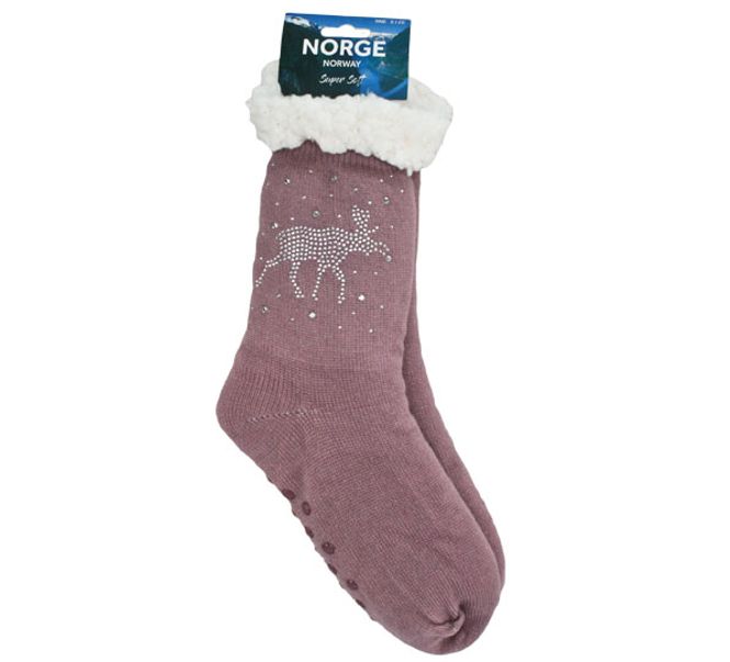 Main Image Knitted sock with sparkling moose pink