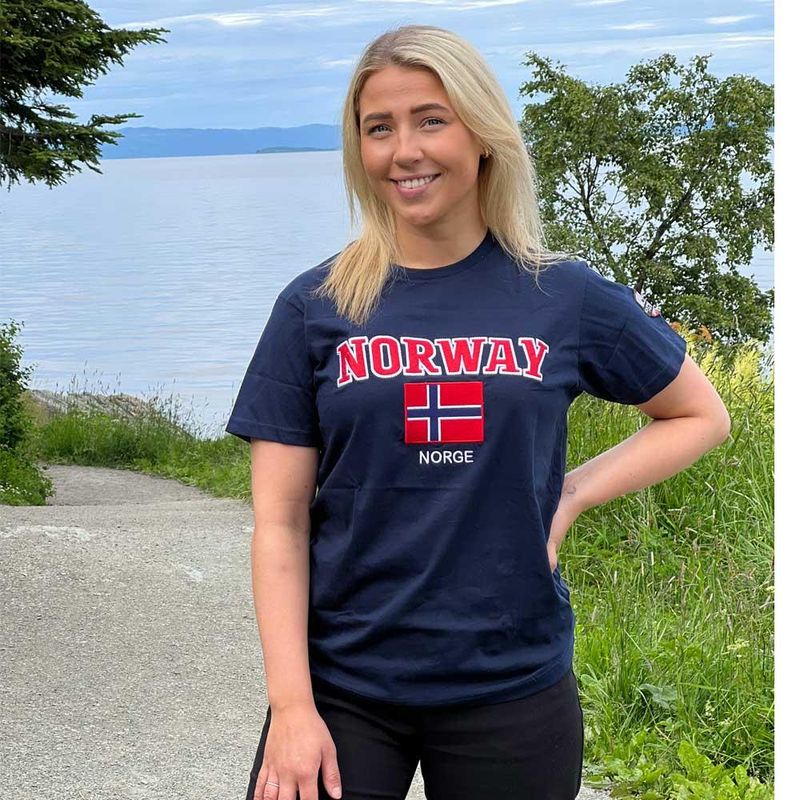 T-shirt, Norway and flag, blue