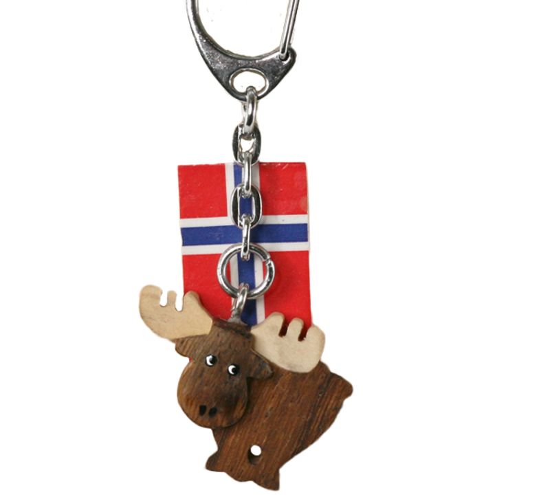 Keychain brown mini moose of wood