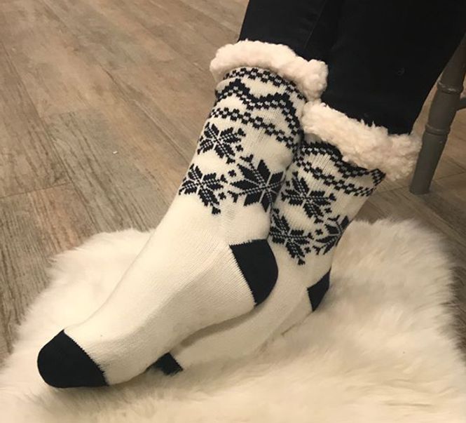 Main Image Knitted sock with starpattern white/blue