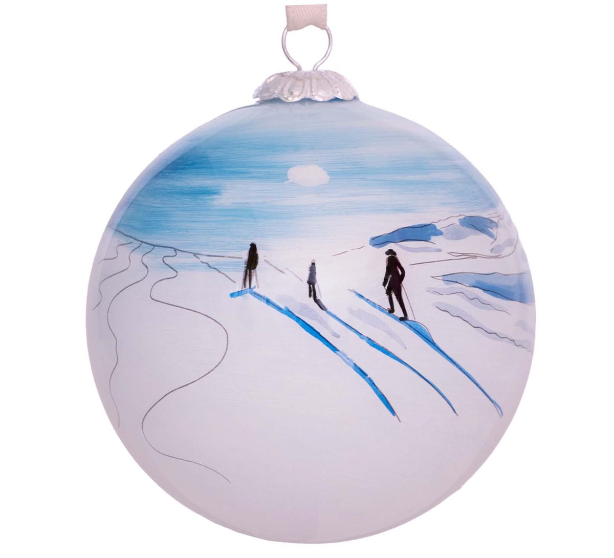 Hand painted glass bauble, Upwards, the Mountain is calling