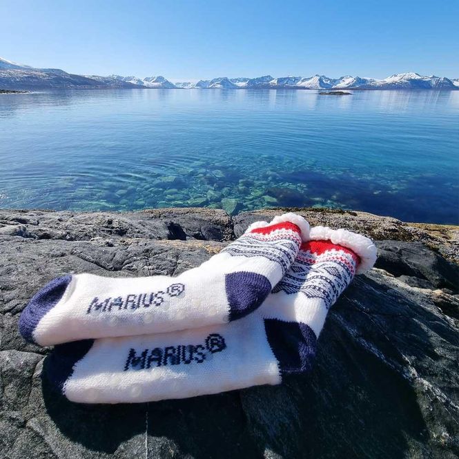 Main Image Snuggle socks, MARIUS® pattern, white/blue/red