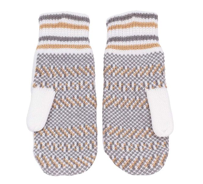 Main Image Knitted mittens star pattern, white/grey/beige