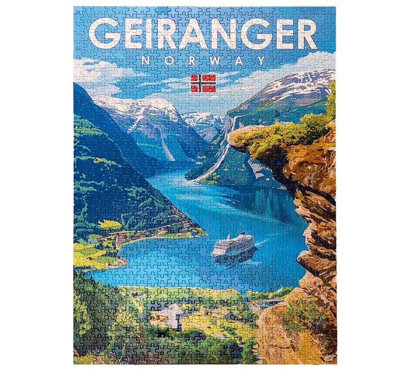 Puzzle, Geiranger, retro, 1000 pieces