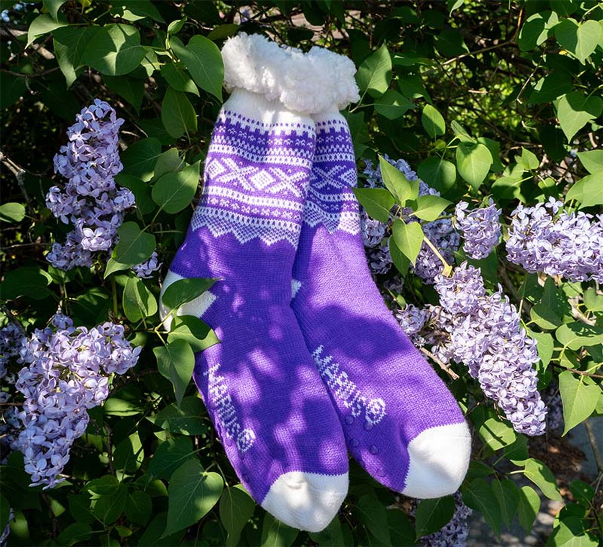 Snuggle socks, MARIUS® pattern, purple/white