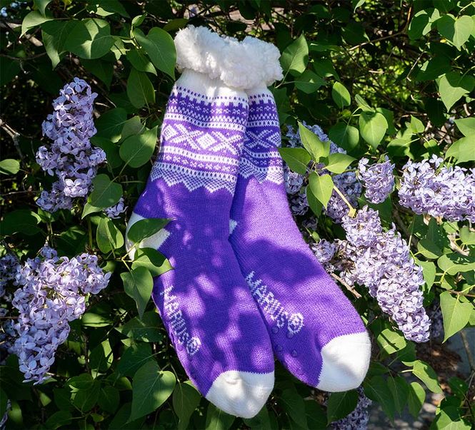 Main Image Snuggle socks, MARIUS® pattern, purple/white