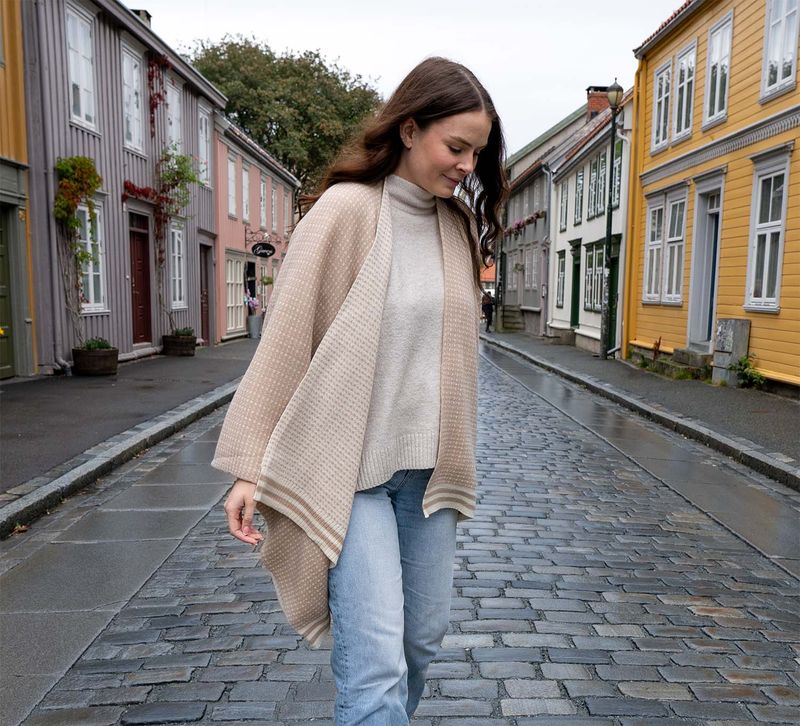 Poncho, Islender, sand/white