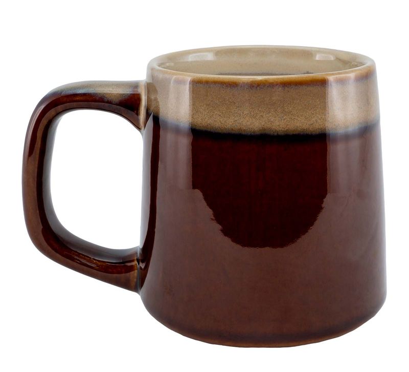 Ceramic mug with Thor's hammer, brown