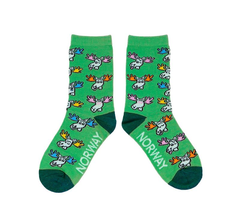 Kid's socks, Funny Moose, green