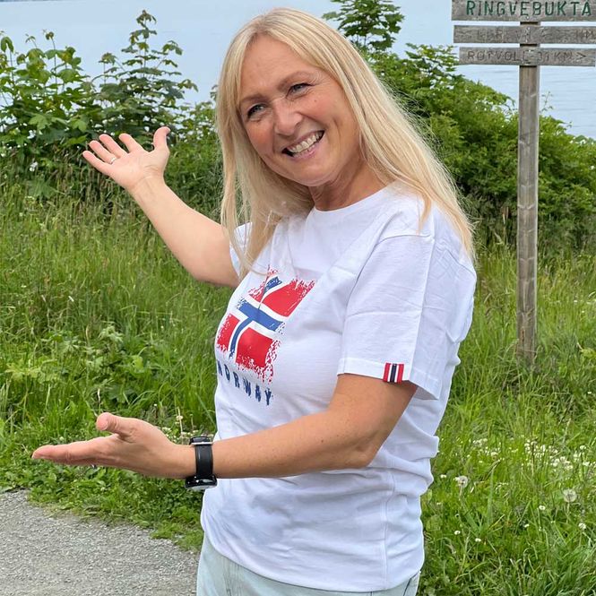 Main Image T-shirt, Norway and flag, white