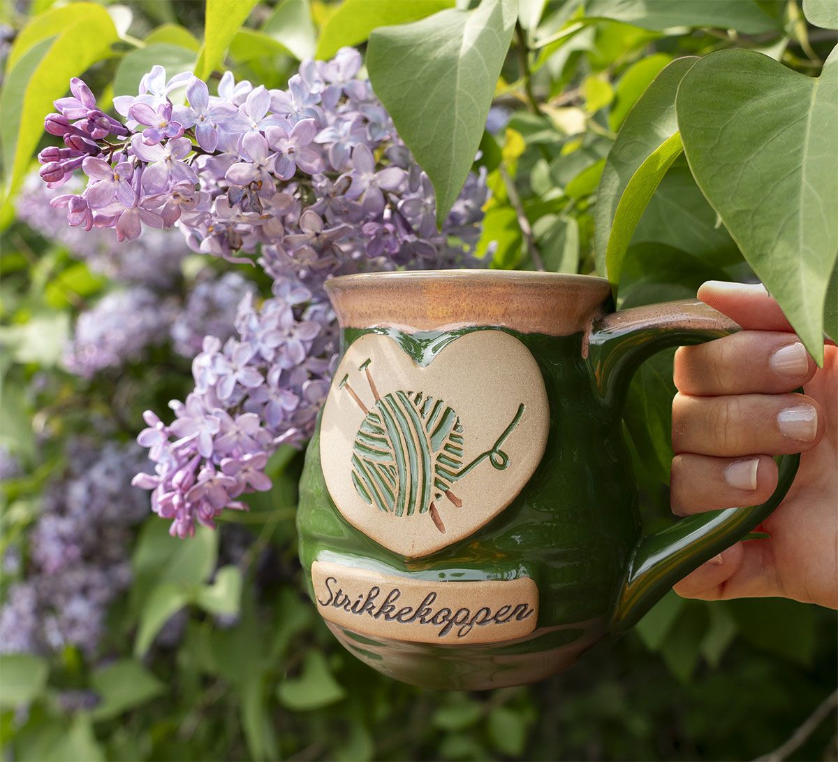 Knitting mug, forest green